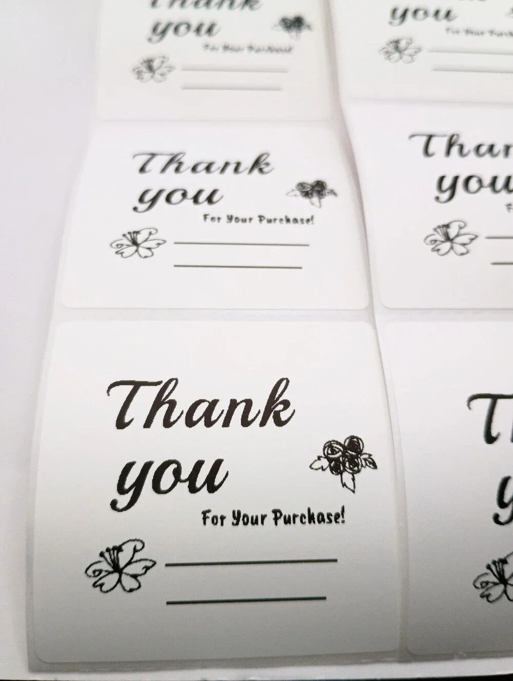 Thank You Stickers Pack Set of 10 - White Thank You Labels for Orders